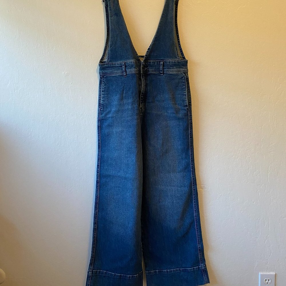 Free People Brand Denim Wide Leg Overalls